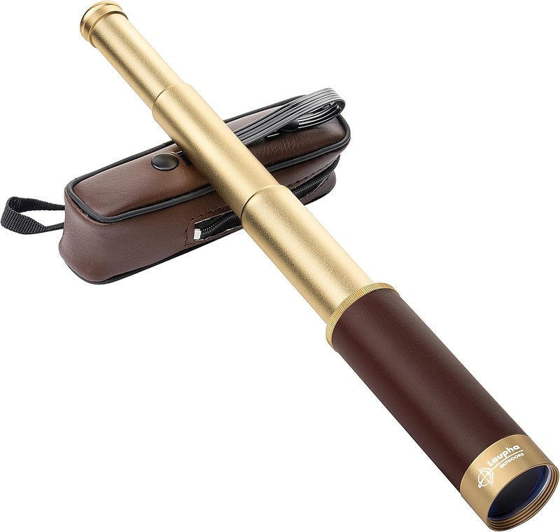 Laupha Retro Pirate Telescope Zoomable 25x30 Pocket Monocular Portable Collapsible BAK-4 Lens Captain Jack's Spyglass Handheld Telescope Vintage Telescope for Kids - Image 1